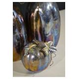 Iridescent Metal Pumpkin Sculpture Set - 3-Piece Decor