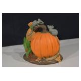 Pumpkin with Mice Figurine - Whimsical Autumn Decor Sculpture