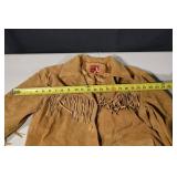 Tan Suede Fringe Jacket with Front Pockets - Western Style