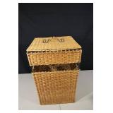 Wicker Laundry Hamper with Lid - Iron Scroll Band - Tall Rectangular Basket