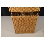 Wicker Laundry Hamper with Lid - Iron Scroll Band - Tall Rectangular Basket