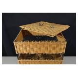 Wicker Laundry Hamper with Lid - Iron Scroll Band - Tall Rectangular Basket