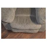 Recliner Chair - Brown Fabric Upholstery, Cushioned Back & Padded Armrests