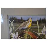 Bird Print Framed Artwork with Gray Mat and Wood Frame