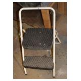 Cosco 2-Step Stool - Folding White Metal Frame, Black Treads