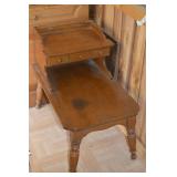 Vintage Writing Desk with Hutch and 3 Drawers on Turned Legs