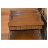 Vintage Writing Desk with Hutch and 3 Drawers on Turned Legs