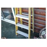 Step Ladder - 5-Step Yellow Frame, Aluminum Treads, Blue Top Cap