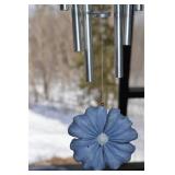 Hummingbird Wind Chime with Blue Flowers Garden Decor