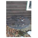 Round Metal Patio Table - 40 Inch Mesh Top, Outdoor Deck Garden