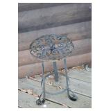 Wrought Iron Round Plant Stand with Scrollwork Top