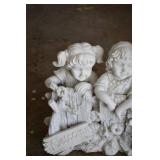 Three Children Figurine - Welcome Sign Fence Decorative Sculpture