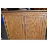 Oak Wood Cabinet - 2 Doors, Top Rail, Interior Shelves