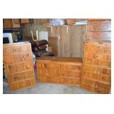 Vintage Cabinets - 2 Tall Chests & Wide Dresser with Top Cabinet