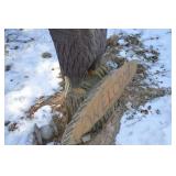 Wooden Eagle Welcome Sign Totem with Carved Wings - Outdoor Yard Decor