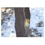 Wooden Eagle Welcome Sign Totem with Carved Wings - Outdoor Yard Decor