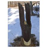 Wooden Eagle Welcome Sign Totem with Carved Wings - Outdoor Yard Decor