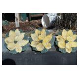 Ceramic Yellow Flower Wall Plaques Set of 3 Garden Decor with Green Leaves
