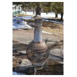 Chiminea Outdoor Metal Patio Heater with Mesh Bowl on Three-Leg Stand