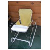Baby High Chair with Tray - Yellow Fabric Seat, Chrome Frame