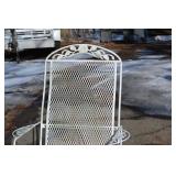 White Wrought Iron Patio Lounge Chair with Matching Side Table