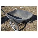 Wheelbarrow - Two-Wheel Garden Cart with Steel Frame, Grey Tub