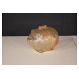 Pig-Shaped Glass Bottle with Stopper - Amber, 7in Long