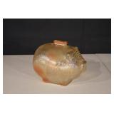 Pig-Shaped Glass Bottle with Stopper - Amber, 7in Long