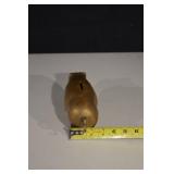 Brass Piggy Bank - Pig Shaped Coin Slot, Gold Tone, 9 in Long