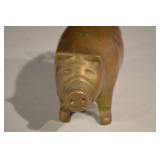 Brass Piggy Bank - Pig Shaped Coin Slot, Gold Tone, 9 in Long