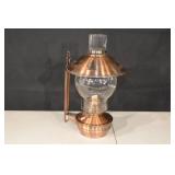 Copper Hurricane Lantern with Glass Globe - Horse & Pine Tree Cutouts