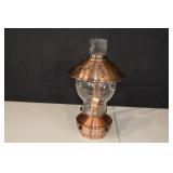Copper Hurricane Lantern with Glass Globe - Horse & Pine Tree Cutouts