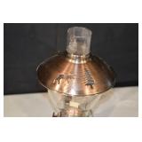 Copper Hurricane Lantern with Glass Globe - Horse & Pine Tree Cutouts