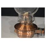 Copper Hurricane Lantern with Glass Globe - Horse & Pine Tree Cutouts
