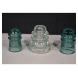 Hemingray No. 9 Glass Telegraph Insulator - Teal Green (Lot of 3)