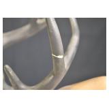 Ceramic Deer Figurine With Antlers - Lying Resin Sculpture, Green Base, About 15 In Long