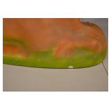 Ceramic Deer Figurine With Antlers - Lying Resin Sculpture, Green Base, About 15 In Long