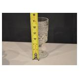 Crystal Cut Glass Goblets with Diamond Pattern - Lidded Sugar Bowl Set