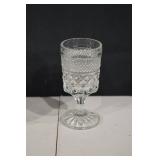 Crystal Cut Glass Goblets with Diamond Pattern - Lidded Sugar Bowl Set