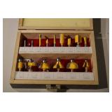 Router Bit Set in Wooden Case - Carbide Cutters, Assorted Bits & Star Cutter