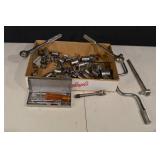 Assorted Socket Set with Wrenches, Bits, and Orange-Handle Screwdrivers