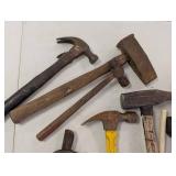 Assorted Hammers & Hand Tools - Claw, Sledge & Chisels