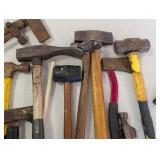 Assorted Hammers & Hand Tools - Claw, Sledge & Chisels