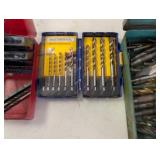 Drill Bit Sets - Multi-Material Bits in Green Toolbox & Red & Blue Cases