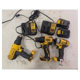 DeWalt 20V MAX Brushless Drill Set - 3 Drills, 2 Chargers, 4 Batteries