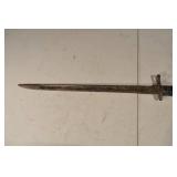 Antique Dagger with Rusted Iron Blade & Carved Dark Wooden Grip, Crossguard