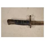 Antique Dagger with Rusted Iron Blade & Carved Dark Wooden Grip, Crossguard