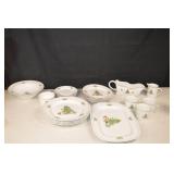 Holiday Hostess China Christmas Tree Pattern Dinnerware Set - Plates, Cups, Creamer, Sugar