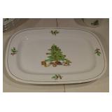 Holiday Hostess China Christmas Tree Pattern Dinnerware Set - Plates, Cups, Creamer, Sugar