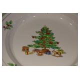 Holiday Hostess China Christmas Tree Pattern Dinnerware Set - Plates, Cups, Creamer, Sugar